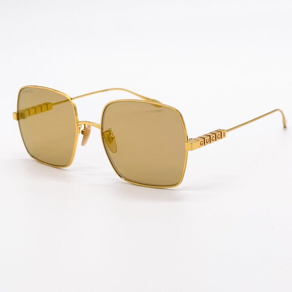 NEW GUCCI GG1434S 004 SQUARE GOLD SUNGLASSES GUCCI EYEWEAR main image 11